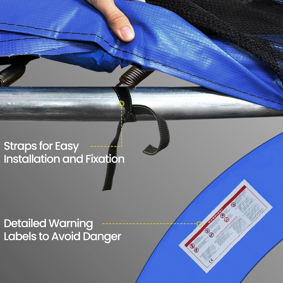 image 1 of HOMCOM 8FT Trampoline Spring Cover, Plastic Trampoline Pad, Yellow and Blue | Blue | Yellow and Blue | 244 x 244 x 1.5 cm