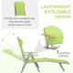 image 5 of Outsunny Sling Patio Reclining Chaise Lounge Garden Furniture Folding, Green