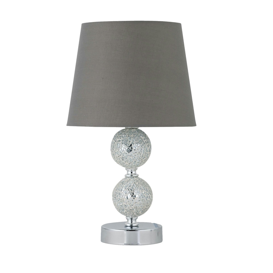 image 1 of Mosaic Touch Lamp with Grey Shade Chrome | Grey