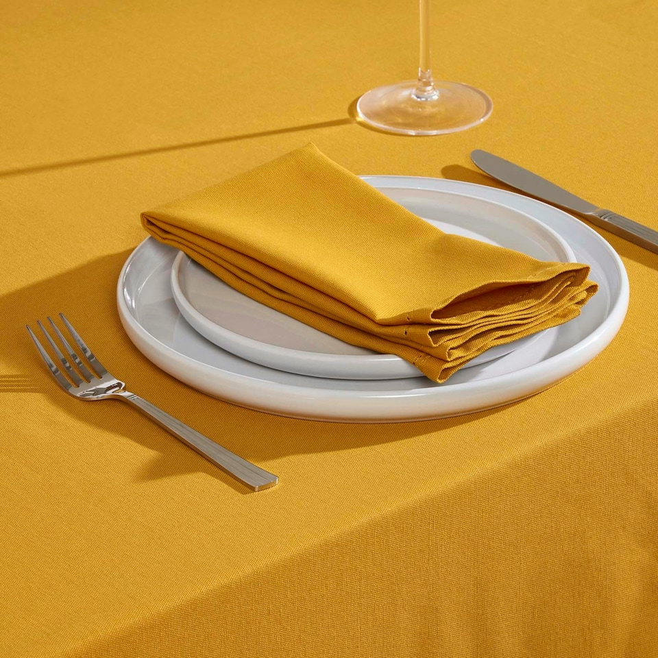 image 1 of Homescapes Mustard Yellow Tablecloth - 137 x 228 cm Yellow