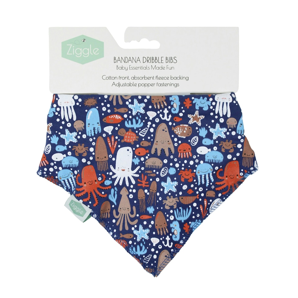 image 1 of Ziggle Baby Dribble Bib Under the Sea | Blue | One Size | 1