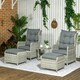 image 1 of Outsunny Recliner Rattan Garden Furniture w/ Two-tier Table, Grey
