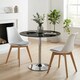 image 2 of HOMCOM Round Bar Table, Dining Table with Tempered Glass Top and Steel Frame