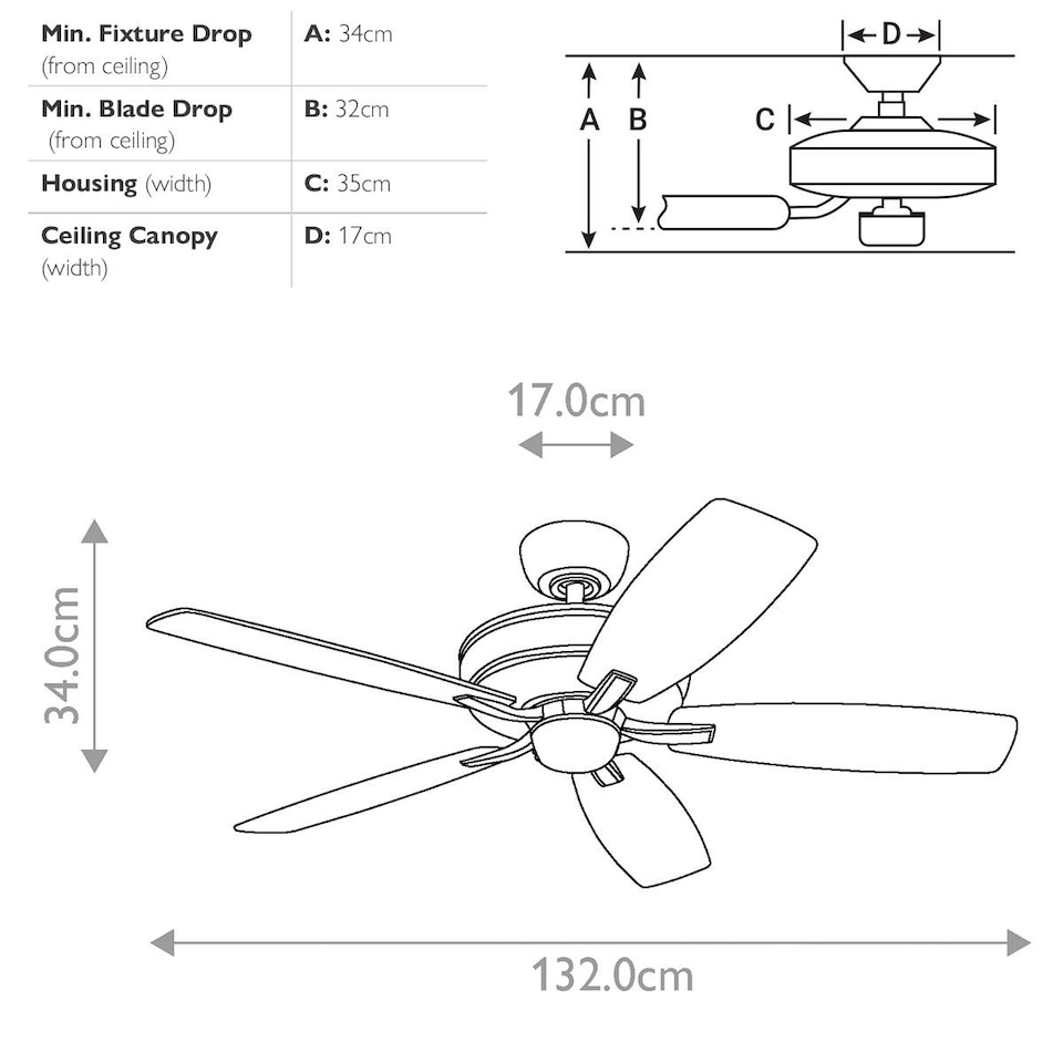 image 1 of Monarch II 132cm Ceiling Fan Burnished Antique Pewter, Remote Control