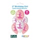 image 2 of 1st Birthday Pink Latex Balloons 33cm / 13 in - Pack of 6
