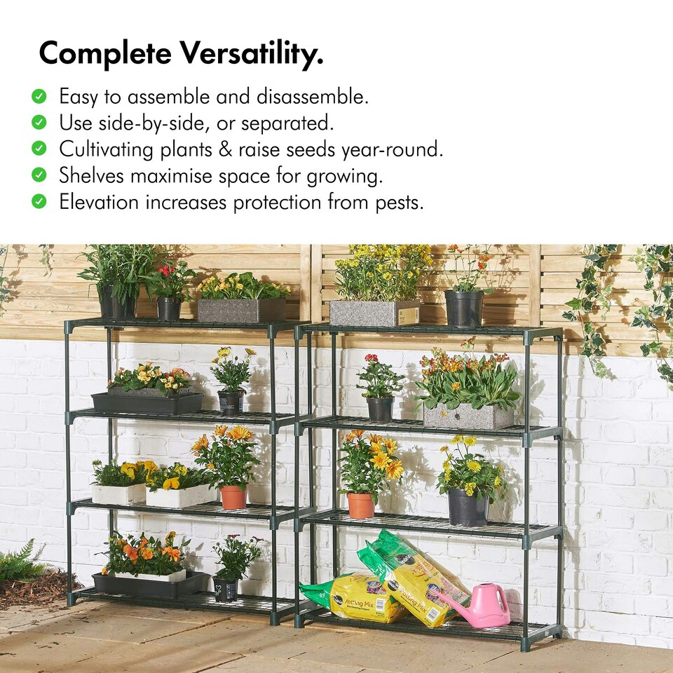 image 1 of VonHaus 4 Tier Greenhouse Shelving - Pack of 2