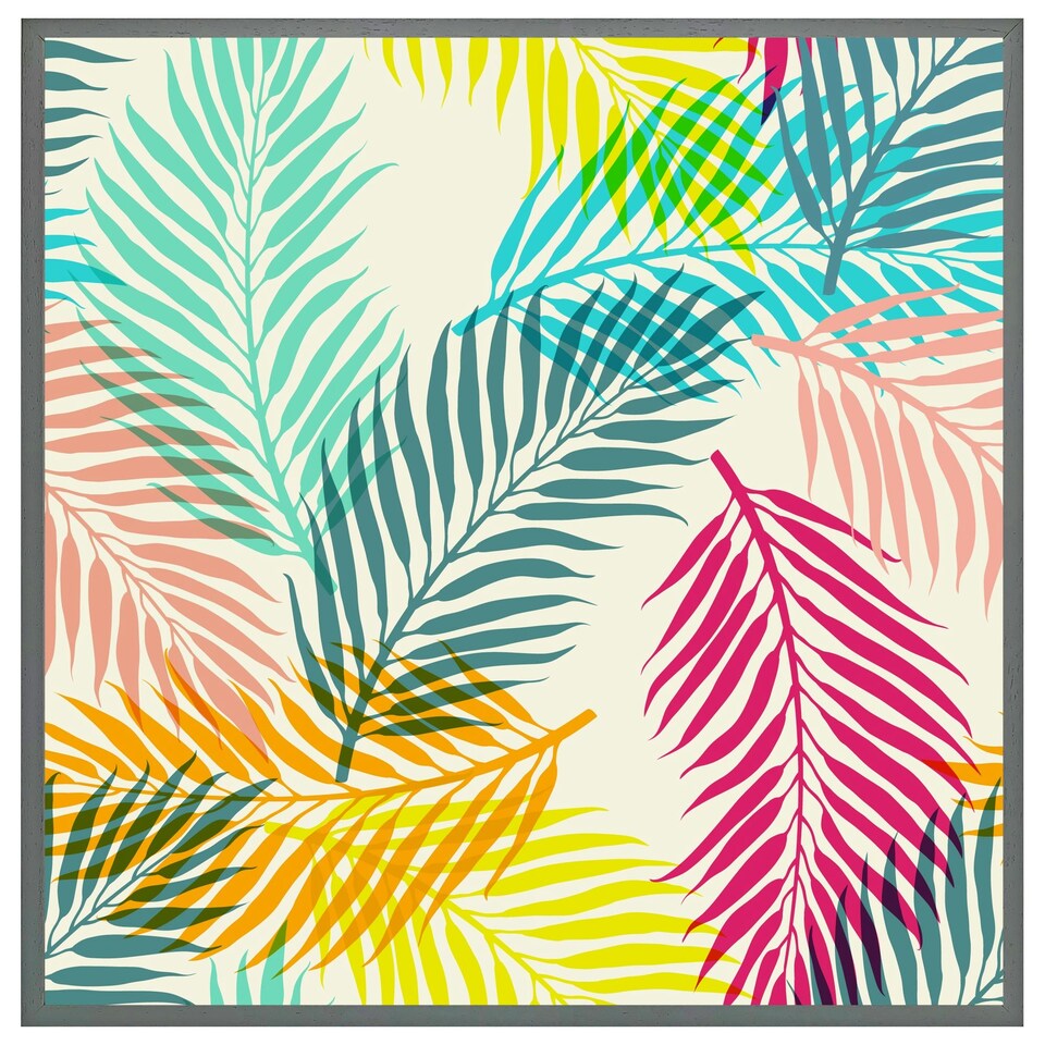 image 1 of Multi coloured tropical leaves (Picutre Frame) Brown | S