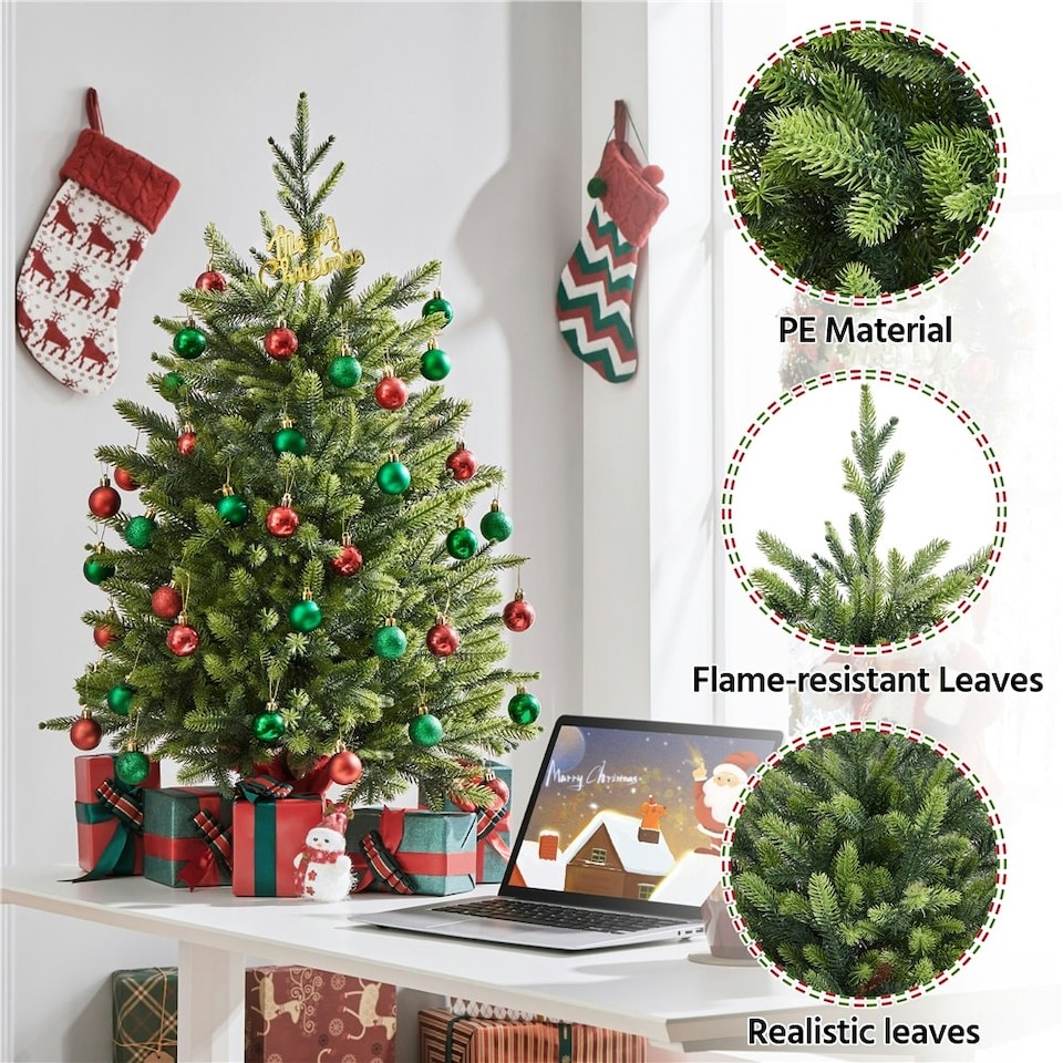 image 1 of Yaheetech 91cm Tabletop Christmas Tree with Cement Base Green