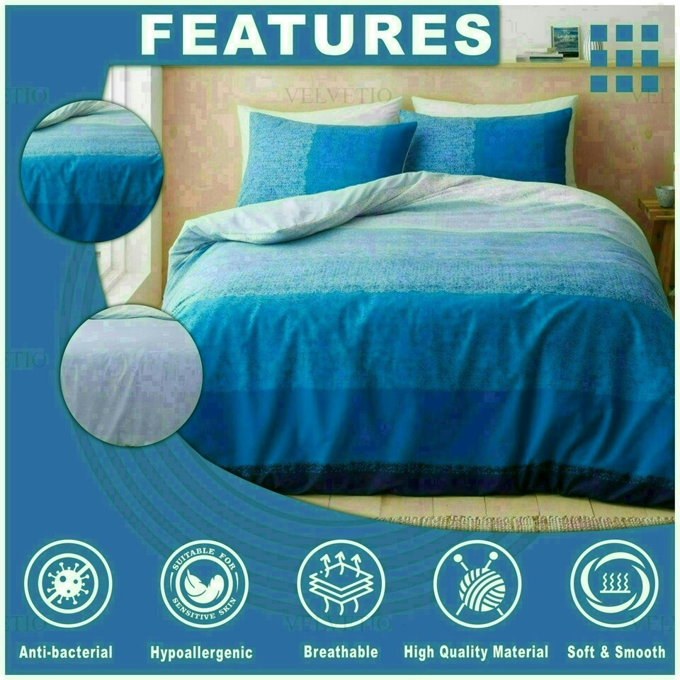 image 1 of Kinglsey Printed Duvet Cover Set Reversible Polycotton Beddings Multi | Double