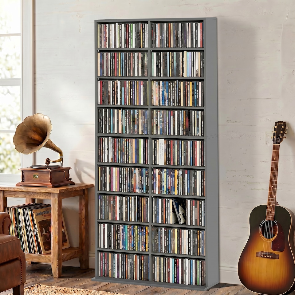image 1 of HOMCOM 640 CD Storage Unit 360 DVD Storage Tower w/ 18 Compartments