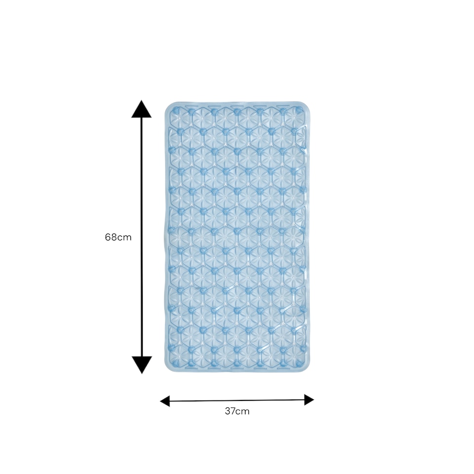 image 1 of Laguna Anti Slip Blue PVC Bath Mat 68cm x 37cm - 2 Set | Blue | Blue | 2