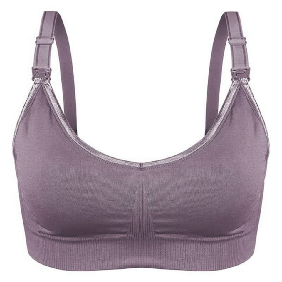 image 1 of Soft & Comfortable Wireless Nursing Bra with Easy Open Clips - Small / Mauve