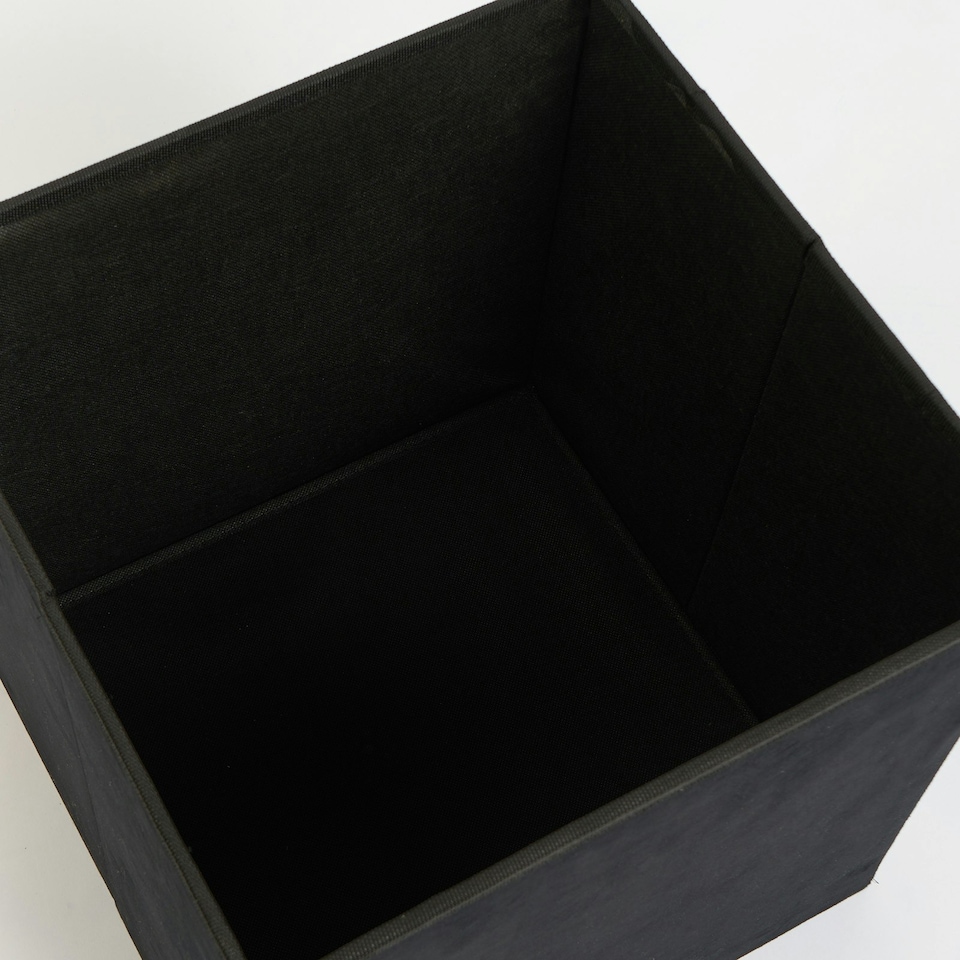 image 1 of OHS Matte Velvet Soft Foldable Cube Footstool Seat Storage Organiser Ottoman Black