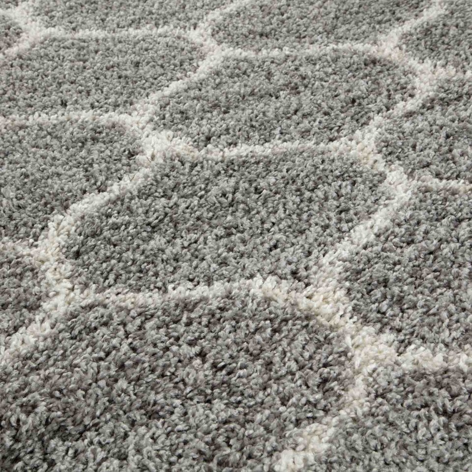 image 1 of The Rugs Moroccan Collection Soft High Pile Shaggy Trellis Floor Rugs and Runners Living Room