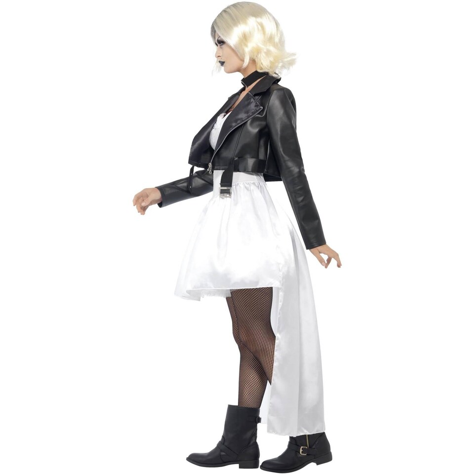 image 1 of Bride of Chucky Womens/Ladies Tiffany Lace Costume Set | White | White/Black | S | 1