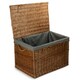 image 8 of Large Light Steamed Storage Wicker Basket with Cotton Lining Blue | Navy Blue | One Size