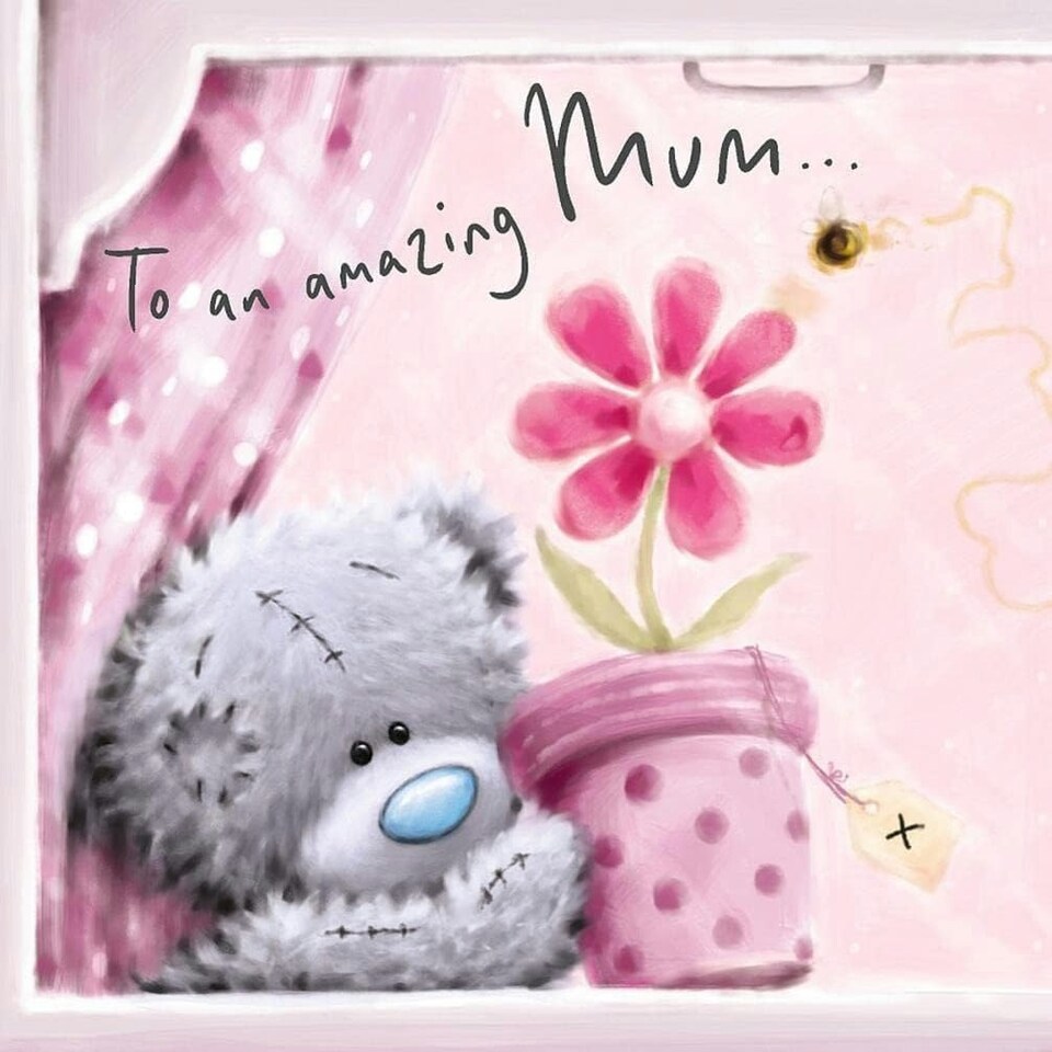 image 1 of Bear With Plant Pot Mum Birthday Card