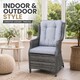 image 7 of 1pc Rattan Garden Dining Chair Grey Outdoor Patio Chairs with Cushion, Weatherproof Wicker Furniture