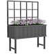 image 1 of Outsunny Wood Raised Planter w/ Trellis Drain Holes Elevated Garden Bed Grey