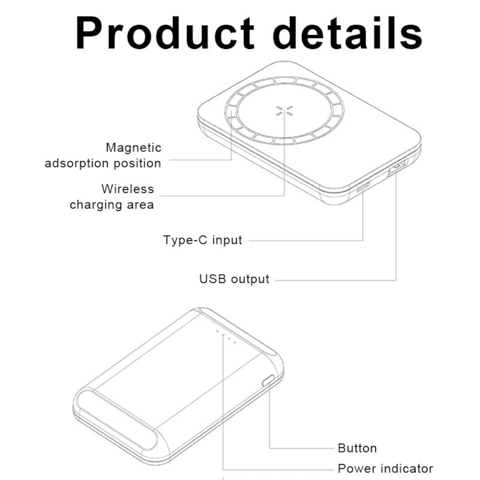 image 1 of Black 5000mAh Mag-Safe Mobile Phone Power Bank