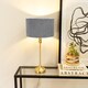 image 3 of ValueLights Maggie Gold Candlestick Table Lamp Grey Velvet Shade & Bulb | Gold