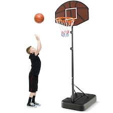 COSTWAY Height Adjustable Basketball Hoop Basketball Goal System Brown | Standard