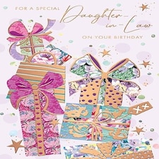 Words 'n' Wishes Birthday Card for Daughter-in-Law, Special Presents Design, Rose Gold Foil, 20 cm x 13 cm