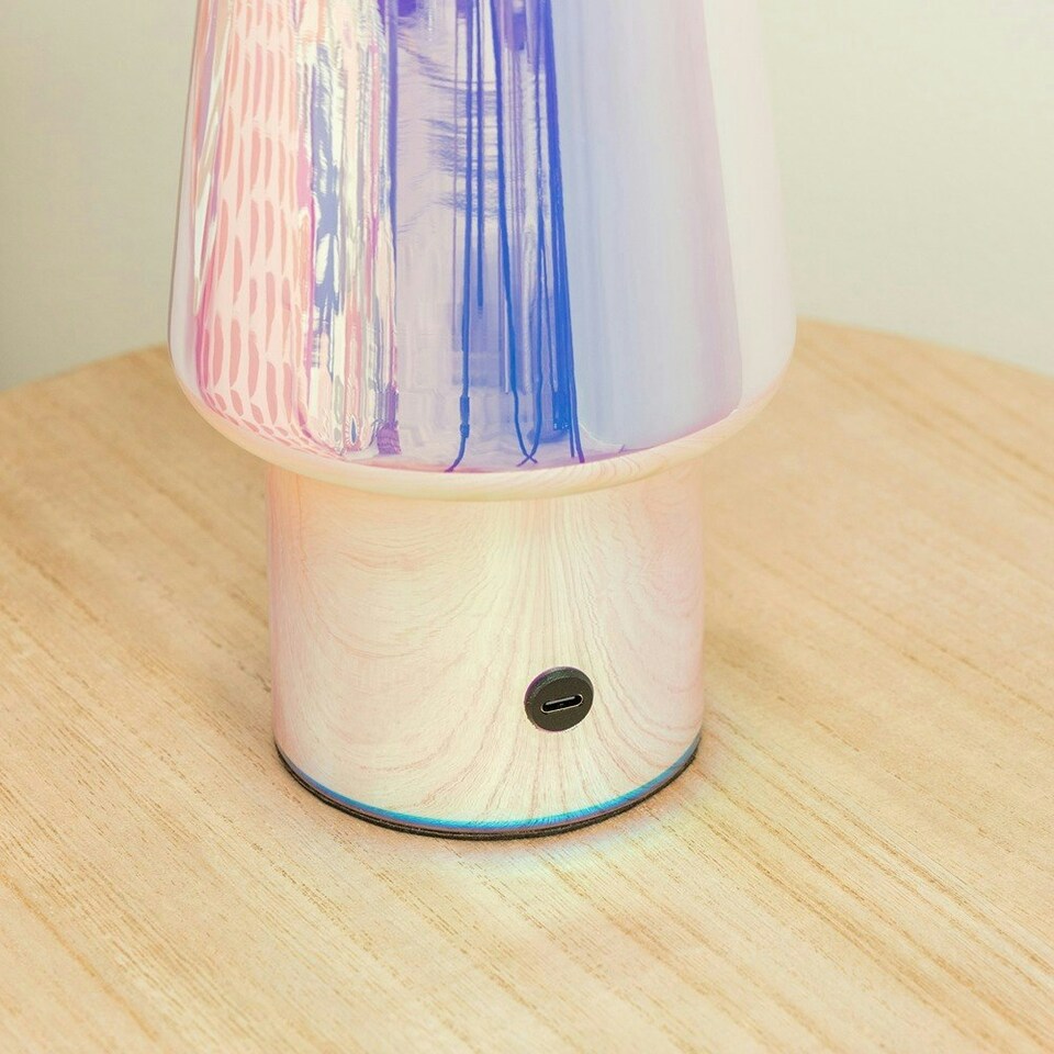 image 1 of ValueLights Hanya Plated Multicolour Table Lamp with Multicolour Shade and Globe LED 3W Cool White 2700K Bulb
