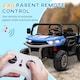 image 3 of HOMCOM Kids Ride on Car, Electric Car for Kids with Electric Bucket, 12V 2 Seater UTV with Shovel, Parental Remote, 4 Spring Suspension Wheels, Working Horn, Music - Blue