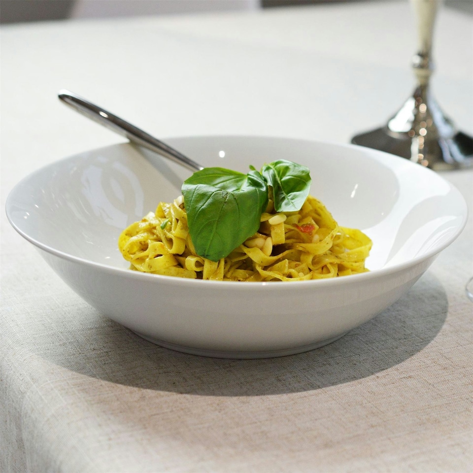 image 1 of Argon Tableware Classic White Pasta Bowls - 25.5cm - Pack of 6 - Ceramic Dinner Bowls Pasta Plates Dinner Bowls White