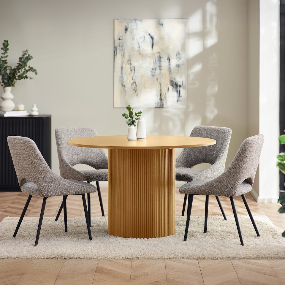 image 1 of Louis Light Oak Fluted 120cm Round Dining Table