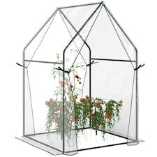 Outsunny Tomato Greenhouse with 2 Zipped Doors, Outdoor Green House, Clear