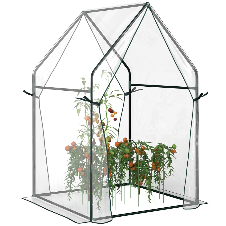 image 1 of Outsunny Tomato Greenhouse with 2 Zipped Doors, Outdoor Green House, Clear