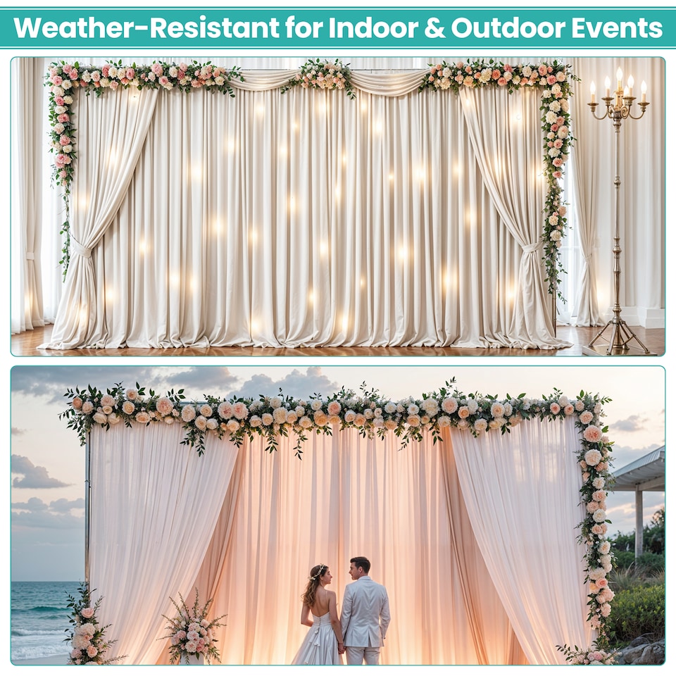 image 1 of 3x9m Silver Modular Rectangular Backdrop Stand Kit with Metal Frame - 4 Base, 14 Pipes