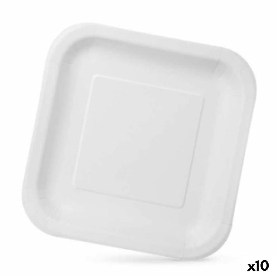 image 1 of Plate set Algon Disposable White Cardboard 23 x 23 x 1,5 cm (10 Units) N/A