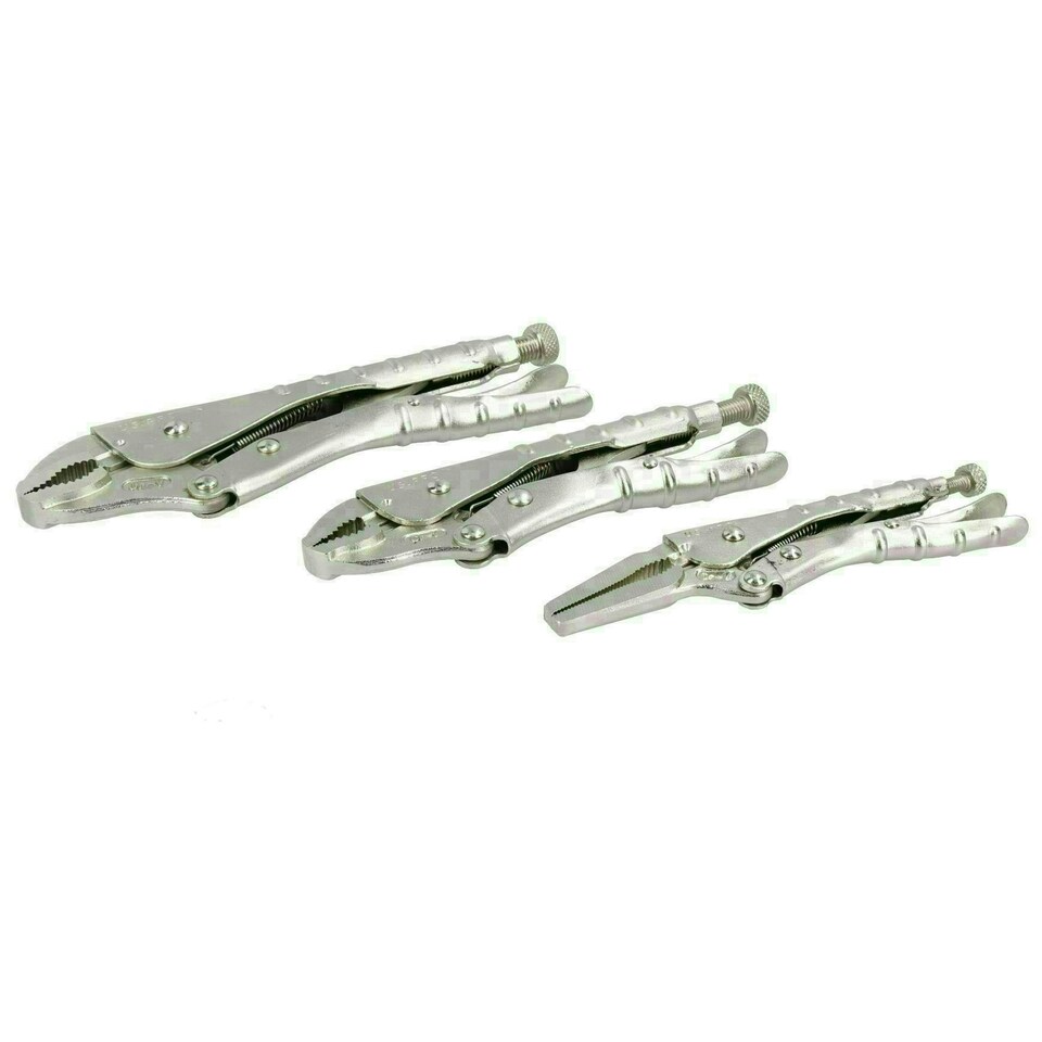 image 1 of Locking Pliers Grip Wrench Plier Mole Grips with Ribbed handles 3pc Set