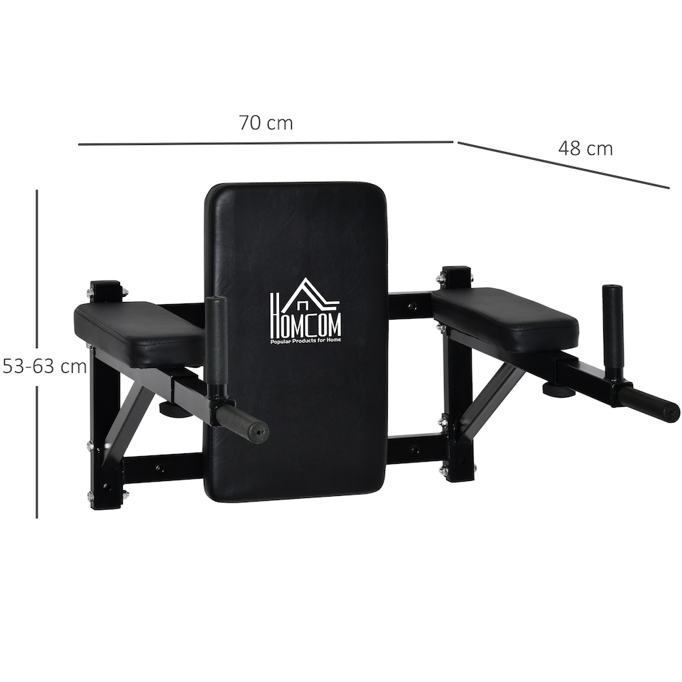 image 1 of HOMCOM Gym Rack Dip Station Wall Mounted AB Knee Leg Raise Pull Up Fitness Chin