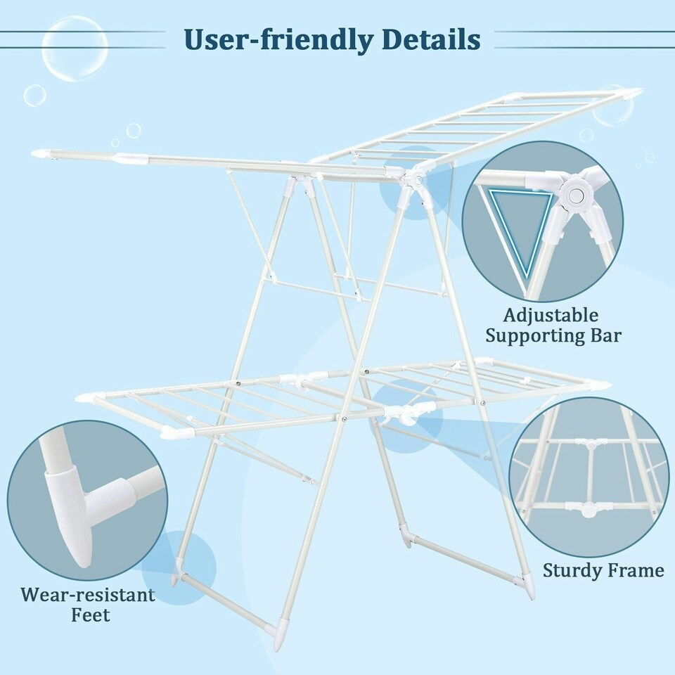 image 1 of COSTWAY 2-Tier Clothes Drying Rack Folding Dryer Garment