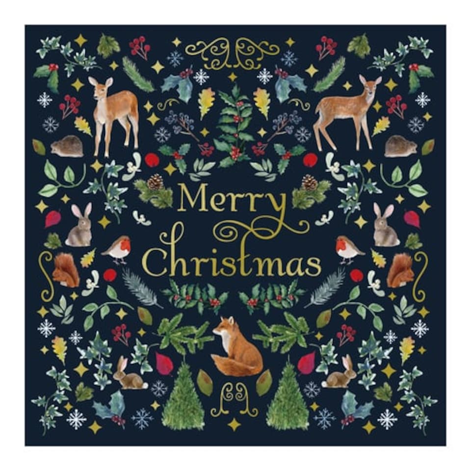 image 1 of Woodland Animal Christmas Embossed Greeting Cards - Pack of 6