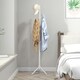 image 2 of HOMCOM Coat Rack Bamboo Coat Stand with 8 Hooks for Handbags, White