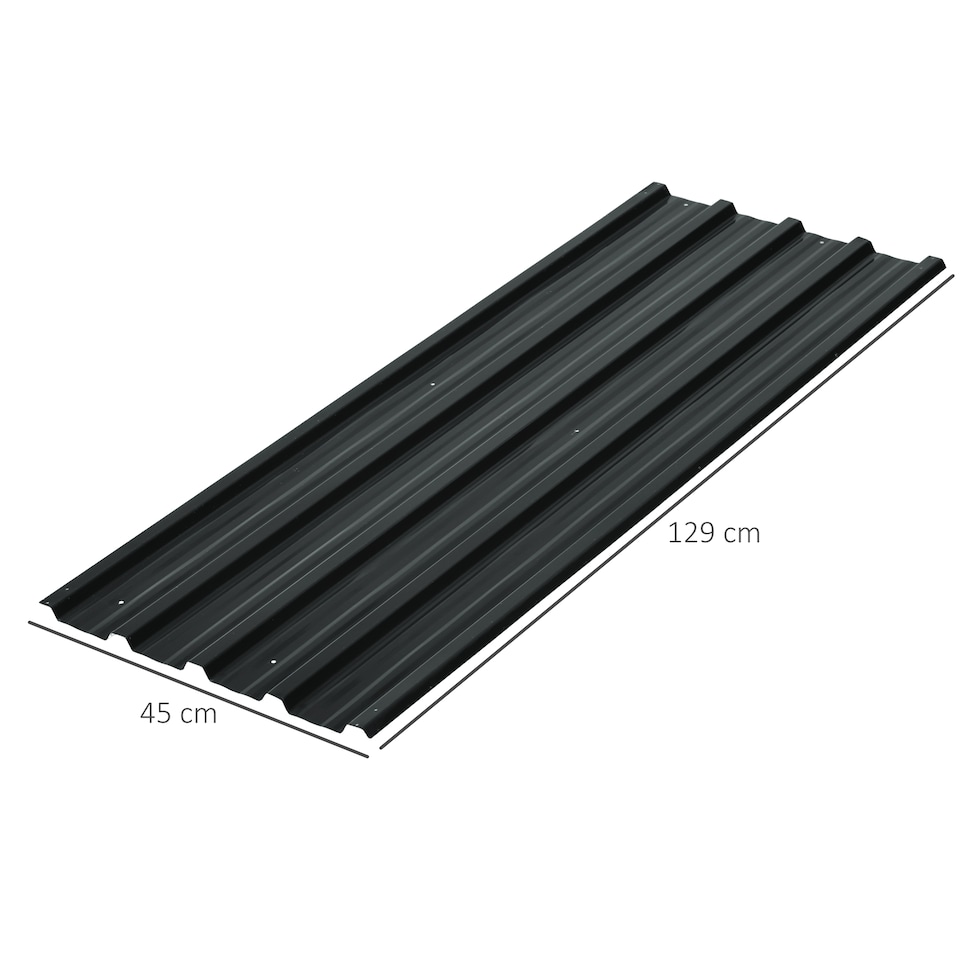 image 1 of Outsunny Corrugated Roofing Sheets, Pack of 12, Galvanised Metal Roofing Sheets for Greenhouse, Garage, Storage Shed, Carport, 129 x 45cm, Dark Grey