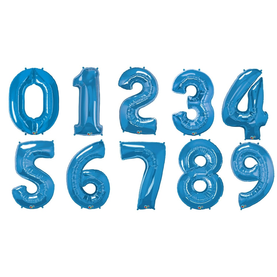 Qualatex 34 Inch Metallic Sapphire Number Balloons (0-9) - Sapphire - 0