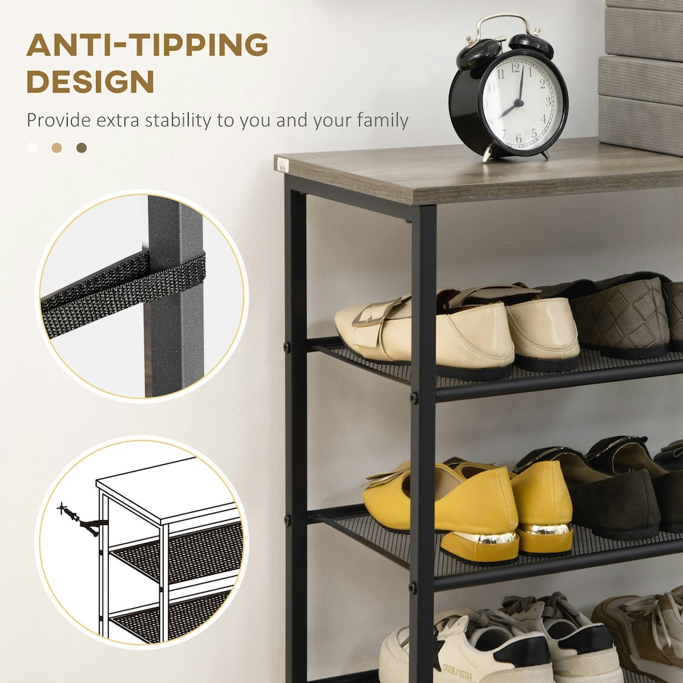 image 1 of HOMCOM Shoe Rack, 8-tier Shoe Storage Shelf for 21-24 Pair Shoes for Entryway