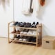 image 2 of HOMCOM 3-Tier Shoe Rack, Bamboo Shoe Storage Organizer with Slatted Shelves, Free Standing Shoe Shelf Stand for 9 Pairs of Shoes for Entryway, Hallway, Natural
