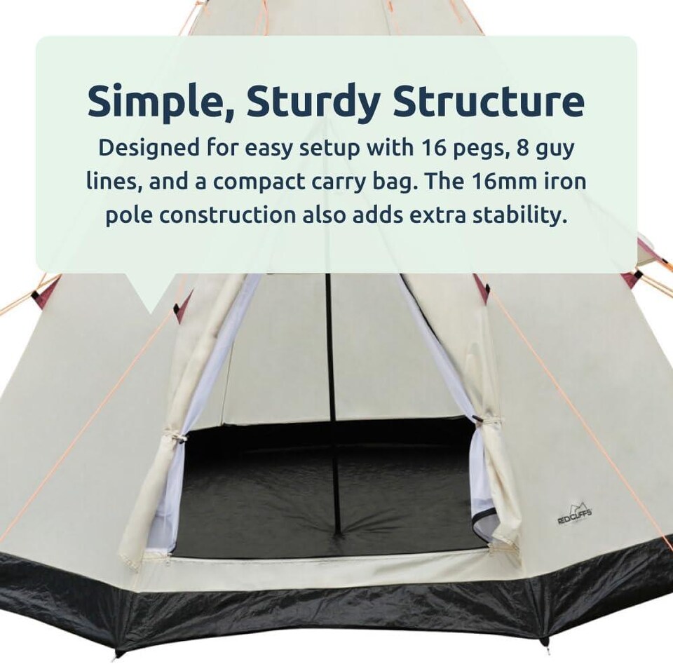 image 1 of 2-3 Person Teepee Camping Tent – Portable Outdoor Shelter