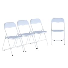 4-Pc Folding Chair Set with Cushioned PVC Seat and Back | White | 4