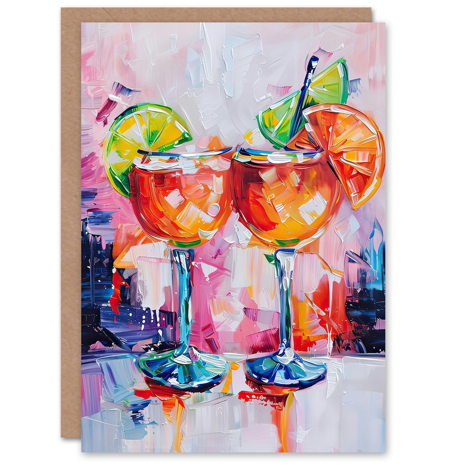 image 1 of Aperol Spritz Cocktails Oil Colourful Him Her Birthday Card
