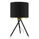 image 3 of Black Tripod Table Lamp with Gold Metal Ring and Cotton Drum Shade