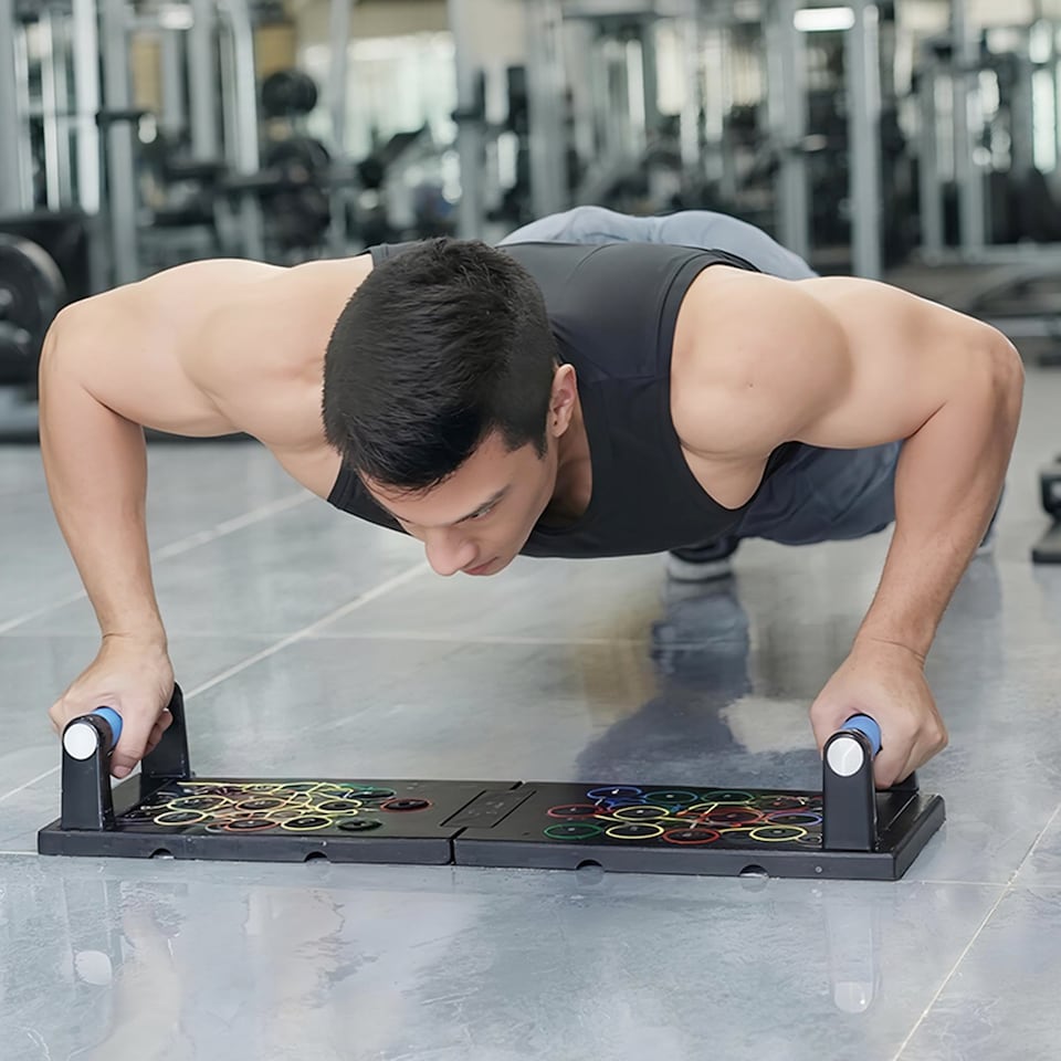 image 1 of Gr8 Home Foldable 24 in 1 Push Up Board Bars Portable Rack Stand Home Gym Fitness Workout