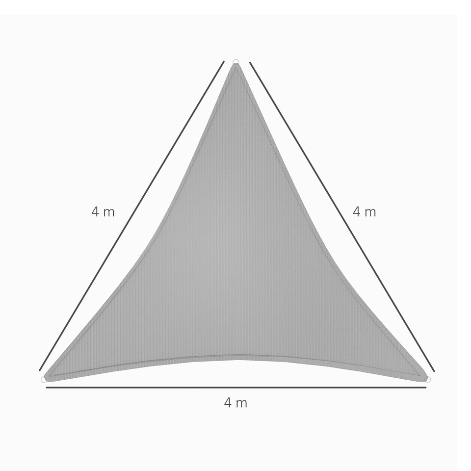 image 1 of Outsunny 4x4m Triangle Sun Shade Sail UV Protection HDPE Canopy Grey Grey